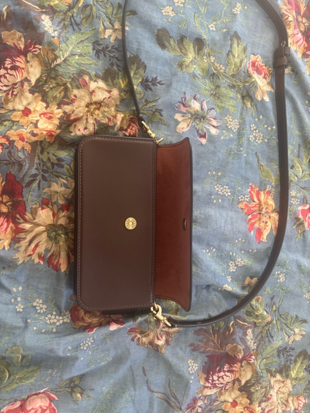 Coach Dark Brown Leather Top Handle Satchel with Gold Logo - Picture 3 of 4